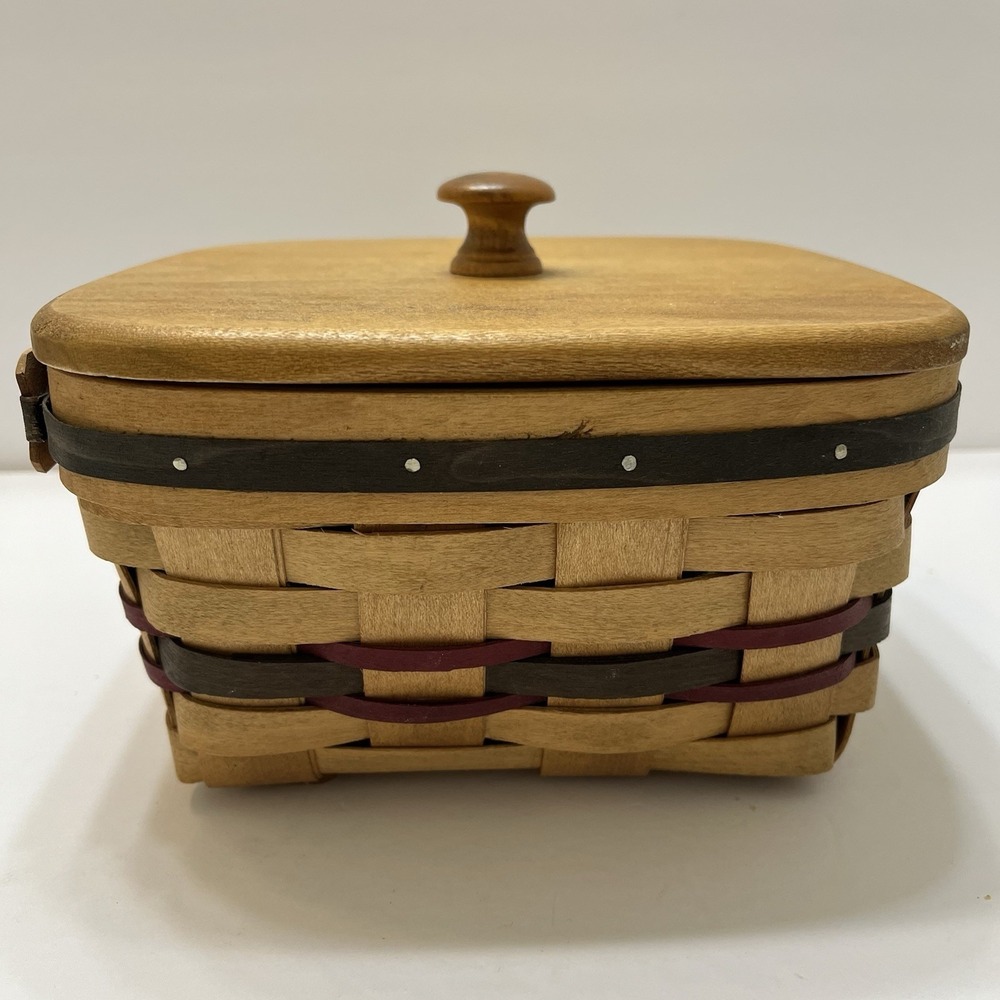 Vintage Longaburger Basket With Lid American Traditions 1996 Honey Brown 5.5x8"